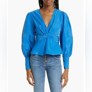 Veronica Beard Seema Twist Front Taffeta Blouse
